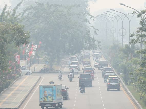 Haze from wildfires blankets the city of Pontianak