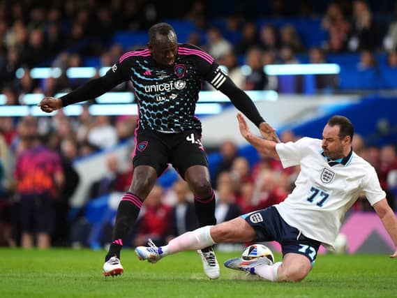 Usain Bolt playing in Soccer Aid