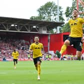 Anton Stach celebrates firing Leeds to victory at the City Ground