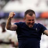 Charlton manager Nathan Jones celebrates a win
