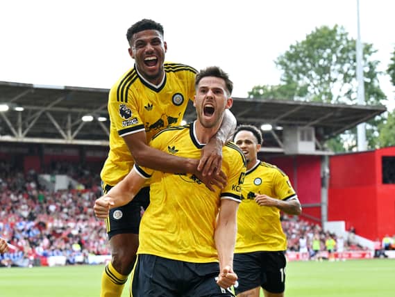 Leeds’ Anton Stach celebrates scoring
