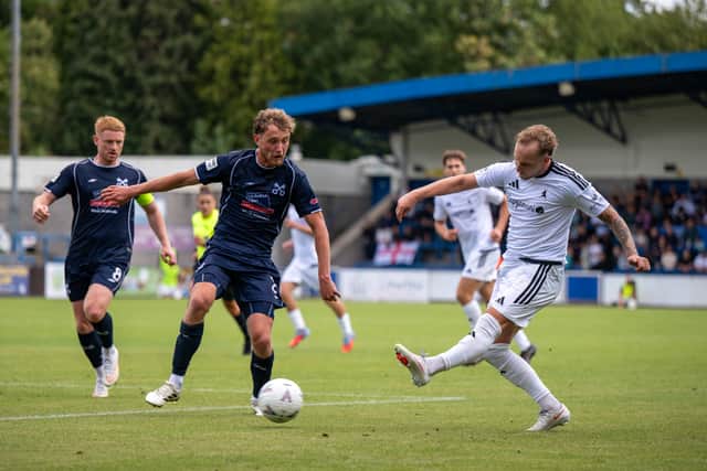 AFC Telford United work the box during their National League North clash with Hednesford Town