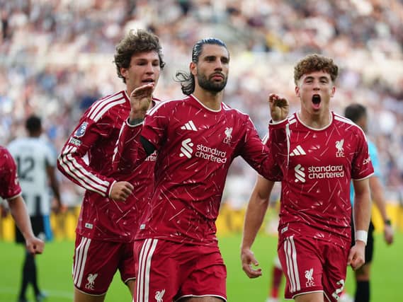 Dominik Szoboszlai celebrates scoring their