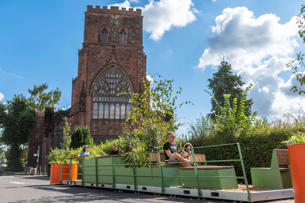 See Shrewsbury's new 'parklets' now in place in Abbey Foregate
