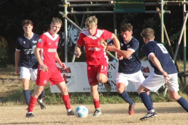 Action from Knighton Town's 1-1 draw with Llanfair United Pictures: Stuart Townsend