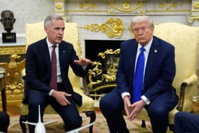 Canadian Prime Minister Mark Carney and US President Donald Trump hold a press conference at the White House in Washington