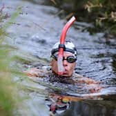 A competitor in a previous World Bogsnorkelling Championships
