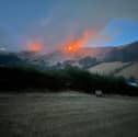 This dramatic image shows the fire and huge amounts of smoke at the Glascwm blaze.