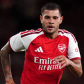 Arsenal midfielder Bruno Guimaraes during a pre- season match at the Emirates Stadium in London.