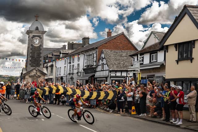 The centre of Rhayader as the Tour of Britain ladies came through on Saturday