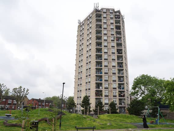 A high-rise tower block