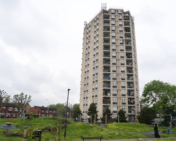 A high-rise tower block
