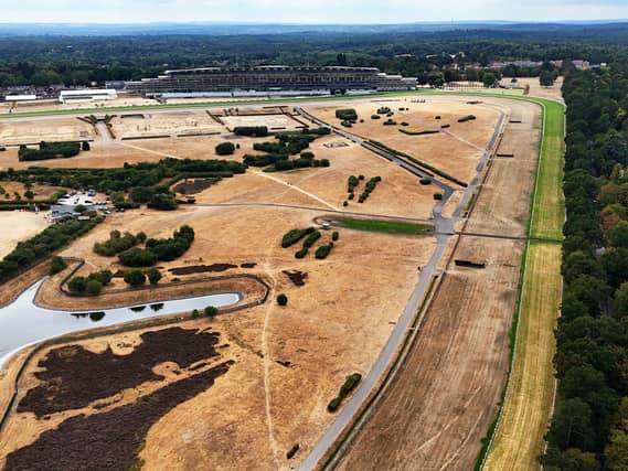 Aerial view of Ascot racecourse during the drought
