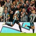 Newcastle’s Harvey Barnes celebrates scoring