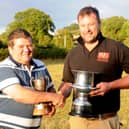 Richard Harris, winner of the Farmer's class and Richard Jones, winner of the best dog in local parishes. Dave Latham