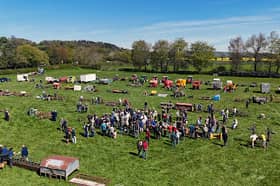An aerial view of the Love Lane Machinery Sale in April.
