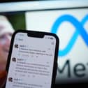 A series of posts by Meta chief executive Mark Zuckerberg on the Threads social media app, outlining his changes to content moderation, on a mobile phone in London