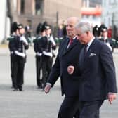 The then Prince of Wales accompanied by King Harald of Norway