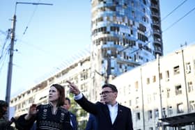 Andy Burnham during a tour of Kyiv