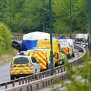 Emergency services at the scene of a crash on a dual carriageway
