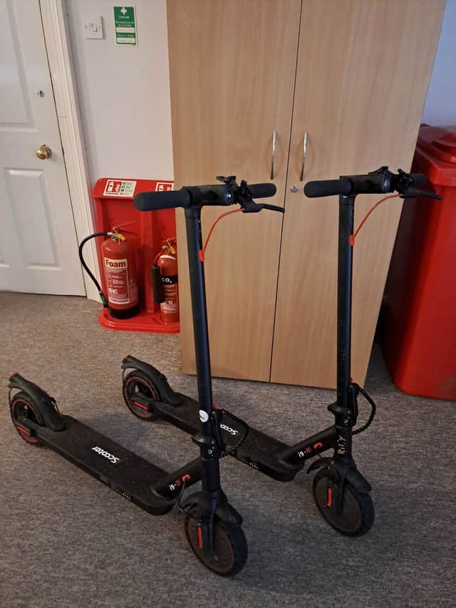 The scooters seized in Shrewsbury.