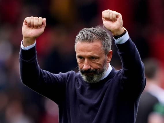 Rangers manager Derek McInnes celebrates victory over Aberdeen