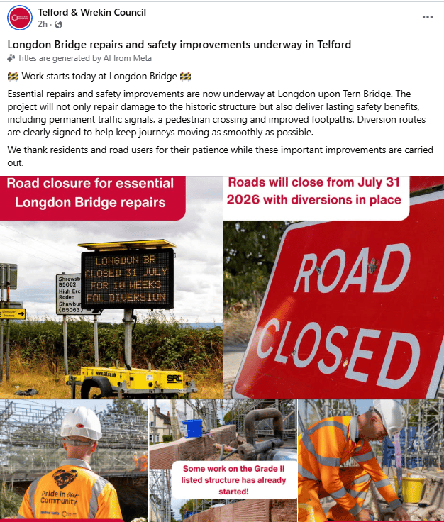 Telford & Wrekin Council's post on August 31