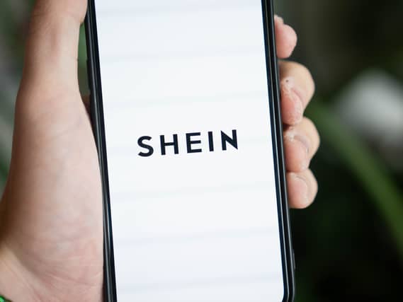 The Shein website on a smartphone screen