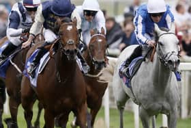 America Queen, right, finishing second in the Lowther Stakes at York