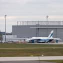 A plane at Leipzig-Halle Airport
