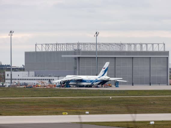 A plane at Leipzig-Halle Airport