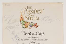 A Pan American Airways menu signed by all four members of The Beatles
