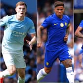 Composite image of, from left, Manchester City's Elliot Anderson, Enzo Fernandez in action for Chelsea and Morgan Rogers