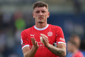 Reece Hutchinson acknowledges the Crewe fans