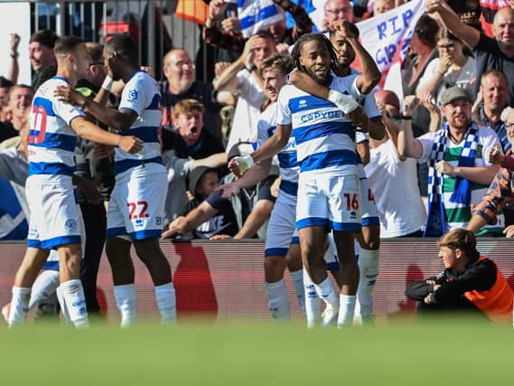 Rumarn Burrell celebrates