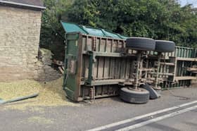The trailer on its side in Munslow 