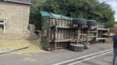 The trailer on its side in Munslow 