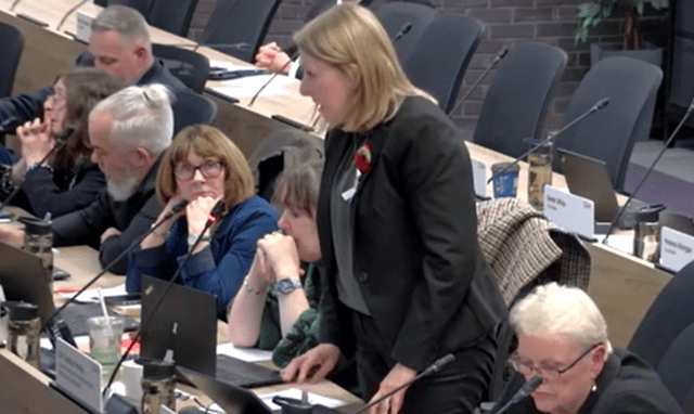 Councillor Carolyn Healy opposing a motion to support small modular reactors.