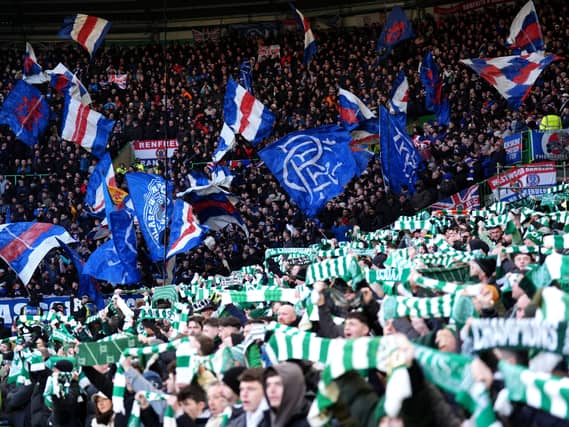 Celtic and Rangers fans in the stands at Celtic Park