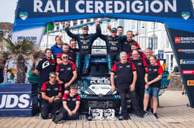 JDS Machinery Rali Ceredigion winners Kris Meeke and Noel O'Sullivan with their team