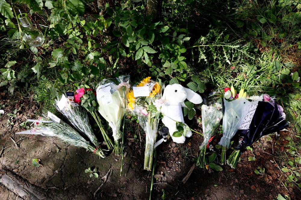 Tributes left in woodland at the Wyrley and Essington nature reserve Staffordshire.  
