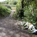 Tributes left in woodland at the Wyrley and Essington nature reserve