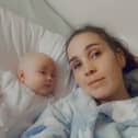 Natalie Chubb in hospital with baby Brooke. 
