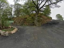 Plans for four cabins at this rural location between Bwlch-y-Ffridd and Newtown will be decided by Powys councillors. Google Streetview.