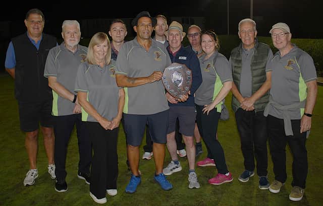 Shifnal’s Ashton Shield aces with skipper David Hall holding the trophy