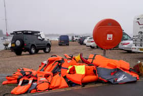 Discarded life jackets at Eastney Point, near Eastney Beach, Portsmouth