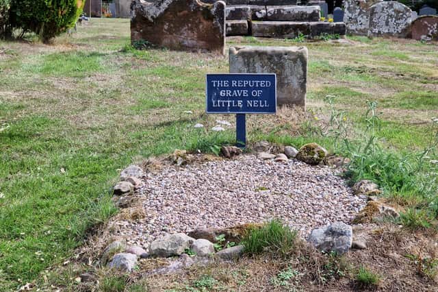 The reputed grave of Little Nell. Little Nell is the tragic young character from Charles Dickens’ novel The Old Curiosity Shop