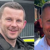 Pc Tom Clough (left) and Pc Matthew Blades, who died when a car going in the wrong direction hit a police car on the A66 near Middlesbrough