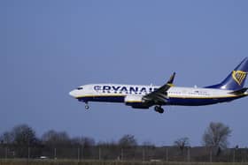 A Ryanair plane taking off