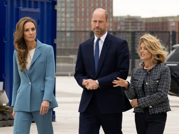 The Prince and Princess of Wales during a visit to Everton FC’s Hill Dickinson Stadium in Liverpool for the launch of the suicide prevention toolkit